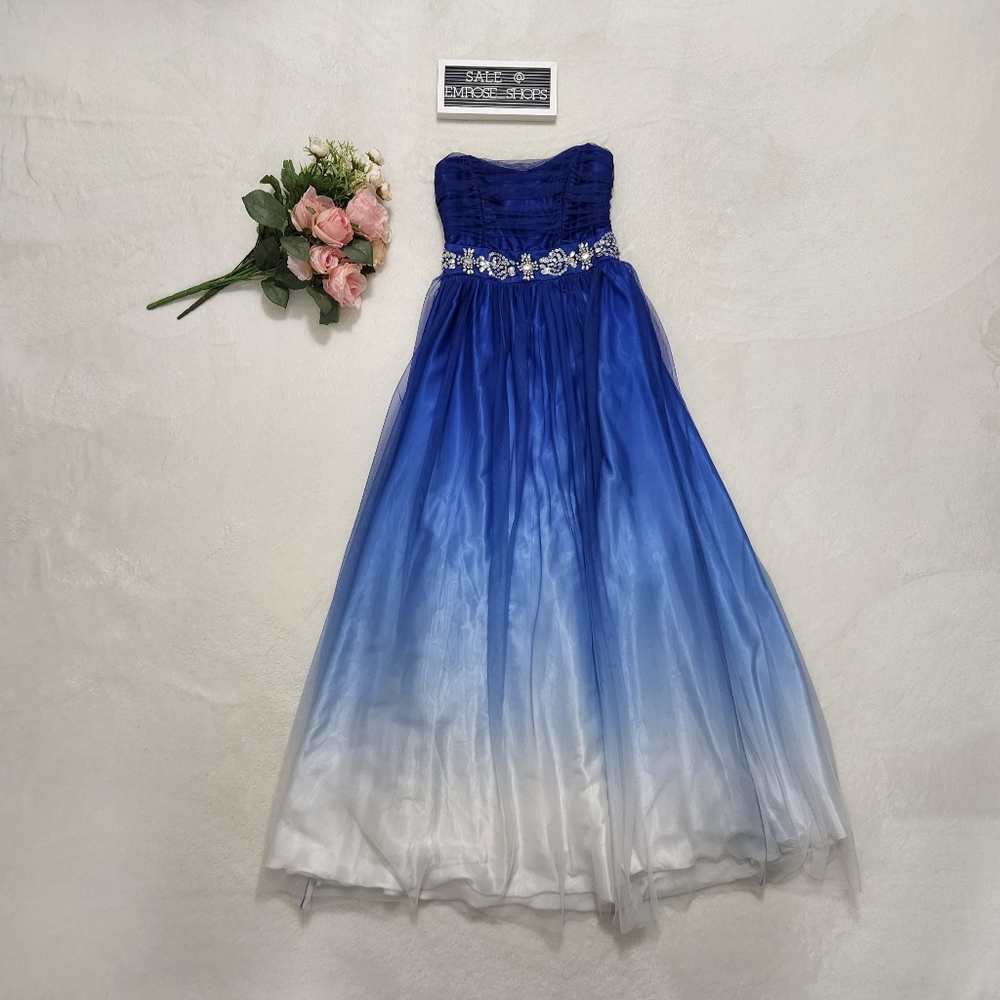 Blue Tulle Prom Dress 🍀